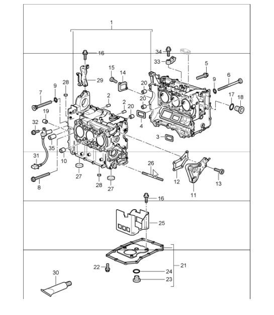 Diagram 101-05 Porsche Macan Benzine 2.0L V4 237 pk Motor