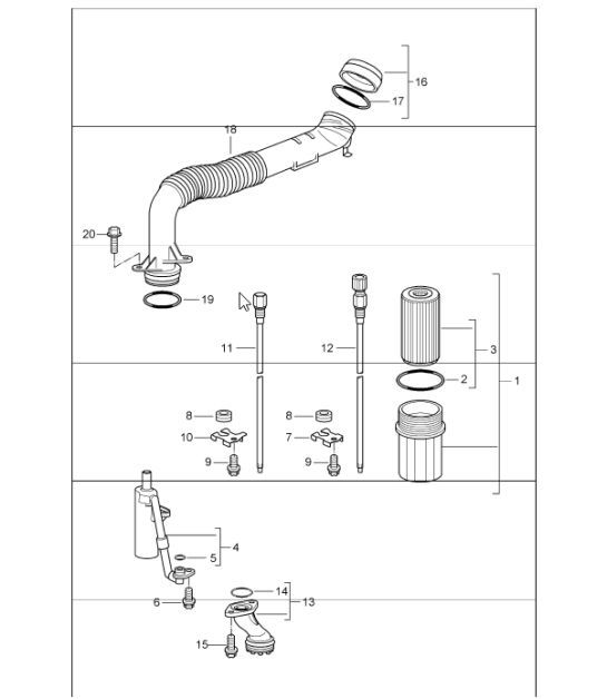 Diagram 104-05 Porsche 997 (911) MK1 2005-2008 Moteur