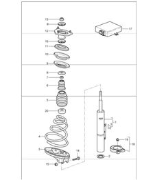 suspension shock absorber strut for 997.1 CARRERA 4 / CARRERA 4S 2005-08 and 997.1 TARGA / TARGA S 2007-08