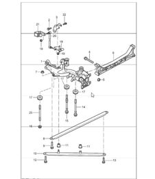 asse posteriore, sezione laterale, staffa 997.1 2005-08