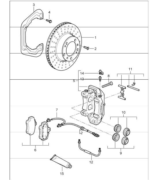 Diagram 603-01 Porsche Boxster 718（982） 2017 年>> 车轮、制动器