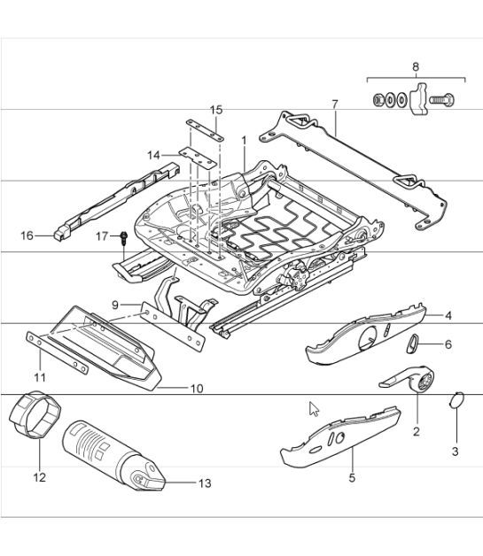 Diagram 817-08 Porsche 968 (1992-1995) Carrosserie