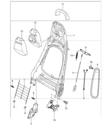 backrest frame, sports seat 997.1 CARRERA COUPE / CABRIO / TARGA 2005-08