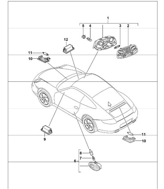 Diagram 903-04 Porsche 997 MK1 Carrera 2 3.6L 2005-08 Equipo eléctrico