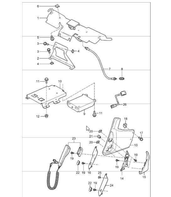 Diagram 911-10 Porsche Macan (95B) MK1 (2014-2018) Materiale elettrico