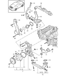 Pompe à liquide de refroidissement / Boîtier de thermostat 997.2 Carrera 2009-12