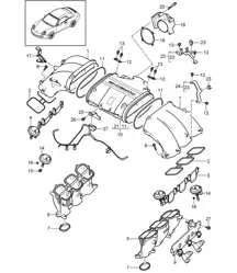 Ansaugluftverteiler / Drosselklappenadapter (A101+ PR:X51) 997.2 Carrera 3.8L mit Powerkit 250kW 2009-12