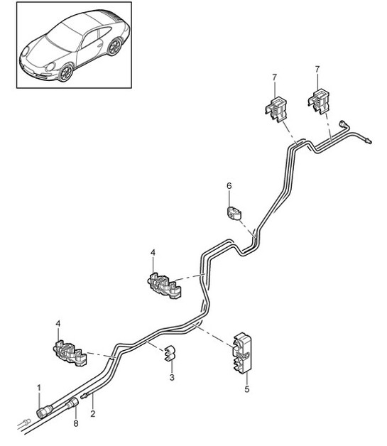 Diagram 201-010 Porsche 997 (911) MK2 2009-2012 Brandstofsysteem, uitlaatsysteem
