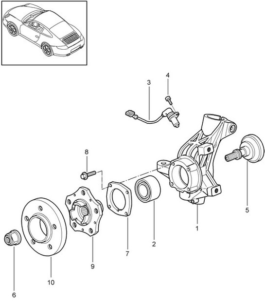 Diagram 401-005 Porsche Cayman T 718 2.0L PDK（300 马力） 前轴、转向 