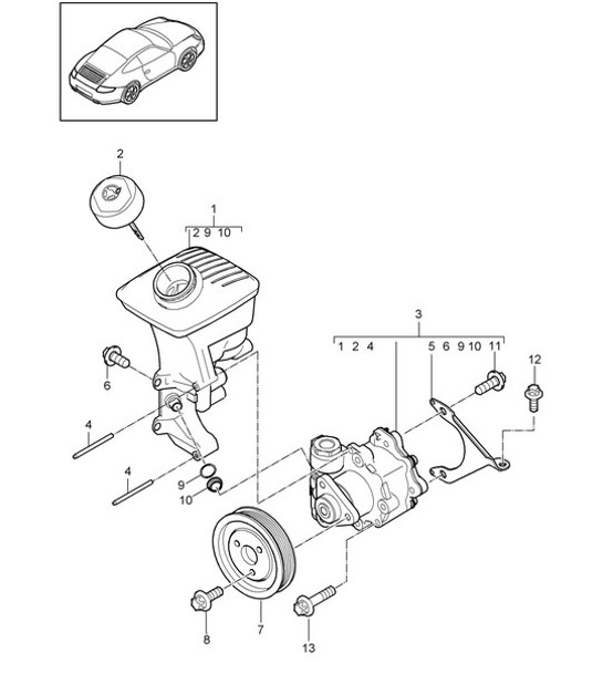 Diagram 403-003 Porsche Macan (95B) MK1 (2014-2018) 前轴、转向 