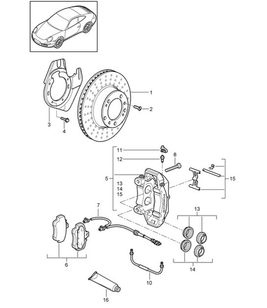 Diagram 602-001 Porsche 991 Targa 4S 3.0L (420 PS) Räder, Bremsen