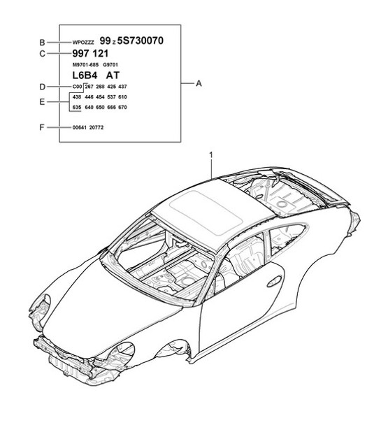 Diagram 801-000 Porsche 997 MKII Carrera C4S 3.8L 2009-12 Body