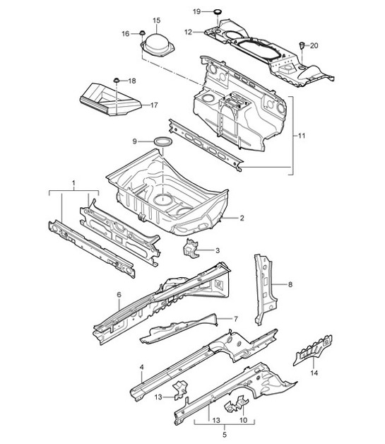Diagram 801-010 Porsche 997 (911) MK2 2009-2012 Body