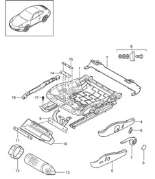 Seat frame sports seat 997.2 Carrera 2009-12