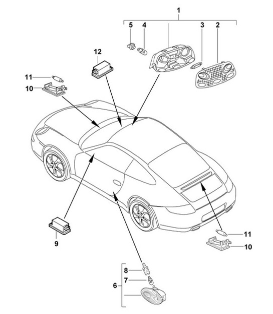 Diagram 903-004 Porsche 997 (911) MK2 2009-2012 电子设备