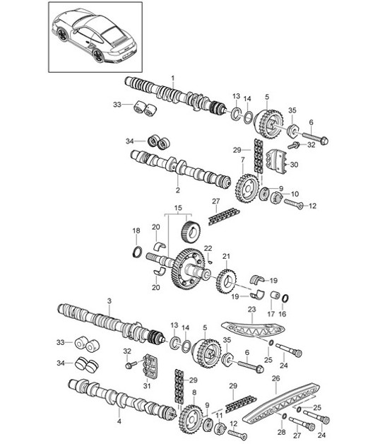 Diagram 103-017 Porsche 997 MK1 GT3 / GT3 RS 2007-09 Engine
