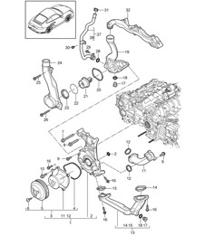Kühlmittelpumpe / Thermostatgehäuse - A170 - 997.2 Turbo 3.8L 2010-13