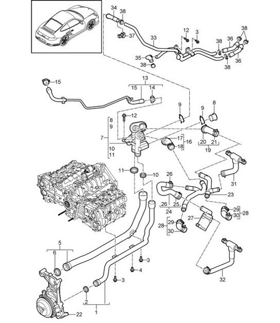 Diagram 105-005 Porsche 356B 1959-63 Motor