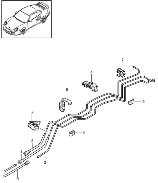 Diagram 201-010 Porsche Boxster 987 2.7L 2005-08/08 Brandstofsysteem, uitlaatsysteem