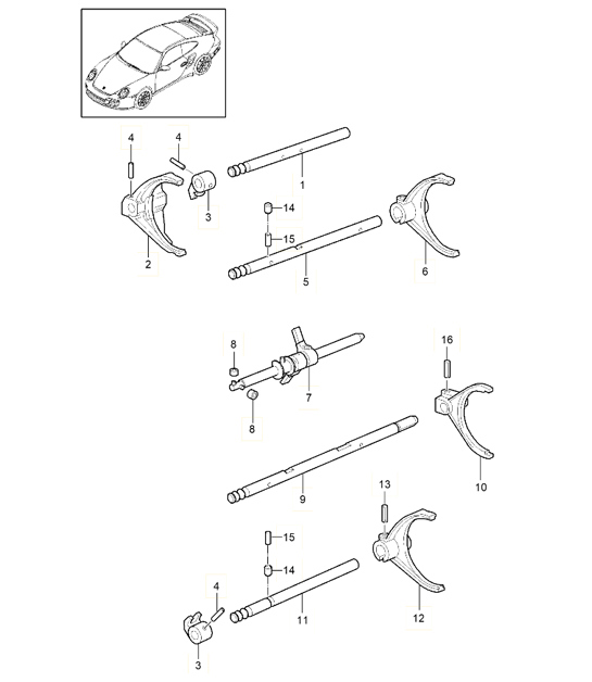Diagram 304-000 Porsche 911 & 912 (1965-1989) Overdragen