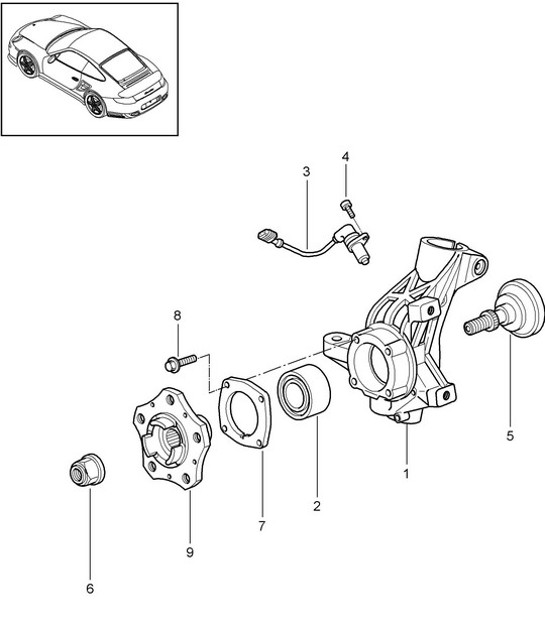 Diagram 401-005 Porsche Cayman 987C / 981C (2005-2016) Vorderachse, Lenkung 