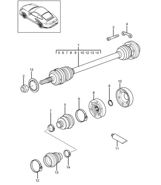 Diagram 401-010 Porsche 997 (911) MK2 2009-2012 Vorderachse, Lenkung 