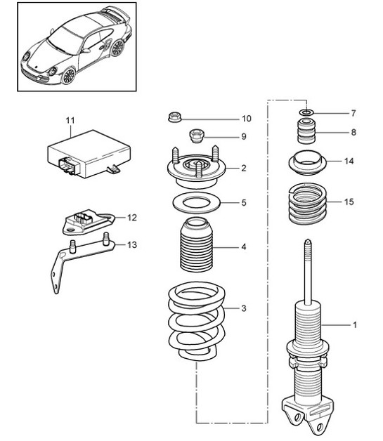 Diagram 502-001 Porsche Cayman 987C / 981C (2005-2016) Essieu arrière