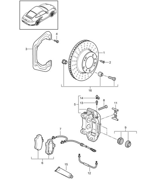 Diagram 603-000 Porsche Cayman 987C / 981C (2005-2016) Roues, Freins