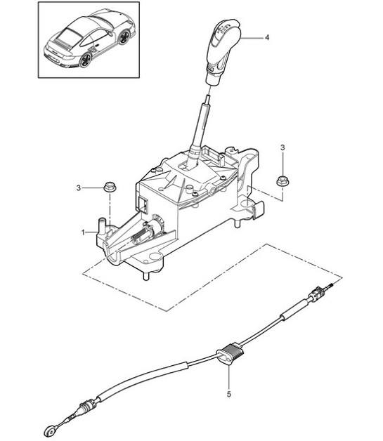 Diagram 701-001 Porsche 997 (911) MK2 2009-2012 Handhebelsystem, Pedalgruppe 