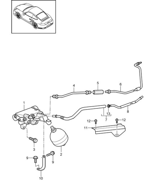 Diagram 702-009 Porsche 356 (1950-1965) Sistema a leva manuale, gruppo pedali 
