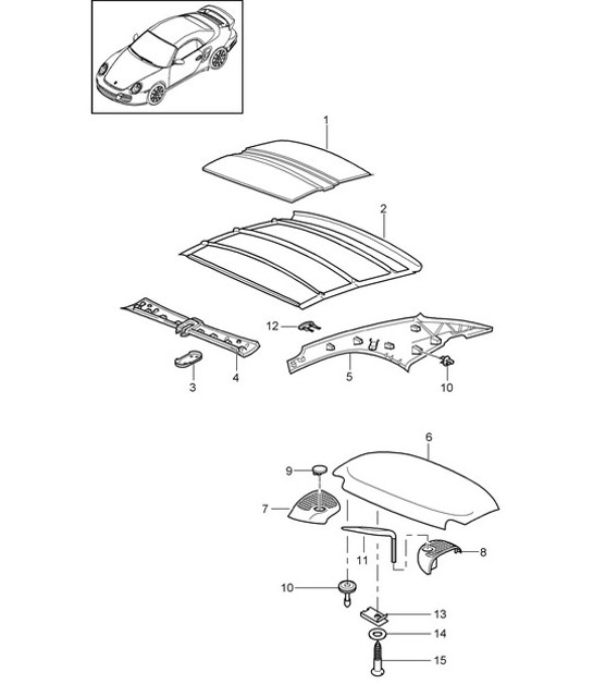 Diagram 811-060 Porsche 997 (911) MK2 2009-2012 Carrosserie