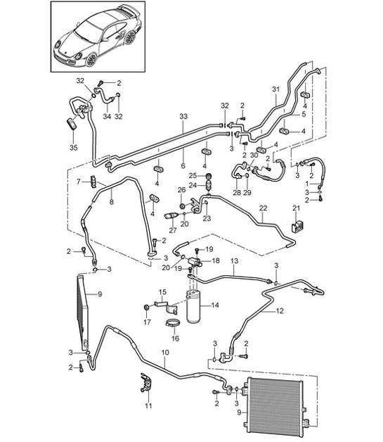 Diagram 813-025 Porsche Boxster 986/987/981 (1997-2016) Carrosserie