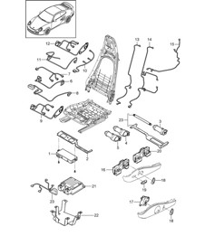 Wiring looms / Switch / Control unit / Electric motor / Standard seat / Comfort seat 997.2 Turbo / GT2 RS 2010-13