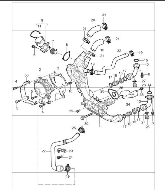 Diagram 105-00 Porsche Macan (95B) MK1 (2014-2018) Motor
