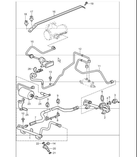 Diagram 107-05 Porsche 997 MKII Carrera C4S 3.8L 2009-12 引擎