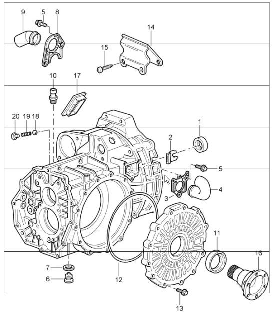 Diagram 302-01 Porsche 997 (911) MK1 2005-2008 Trasmissione