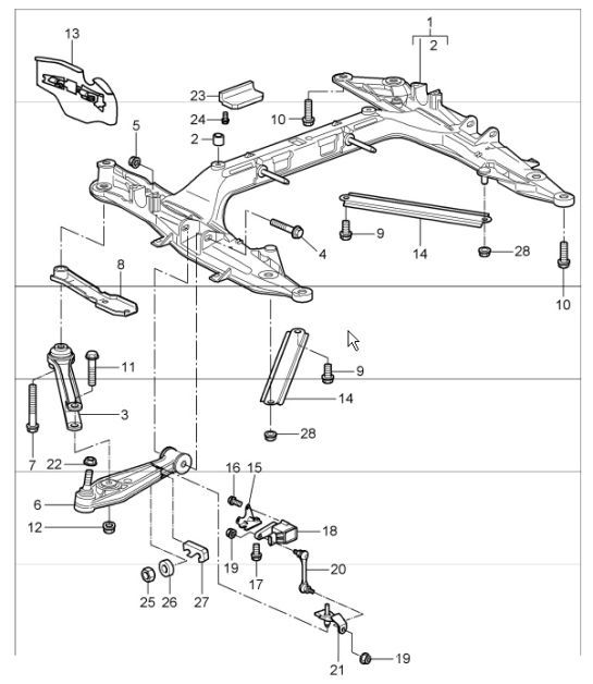 Diagram 401-00 Porsche 991 Carrera C4 3.4L (350 PS) Vorderachse, Lenkung 