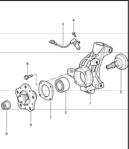 Diagram 401-05 Porsche 970.2 Panamera Turbo V8 4.8L (520Hp) 2014-16 Vorderachse, Lenkung 