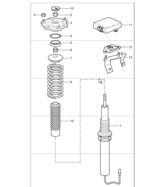 Diagram 402-01 Porsche 997 MK1 GT3 / GT3 RS 2007-09 Front Axle, Steering 