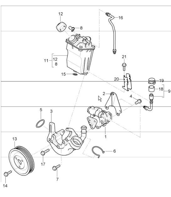 Diagram 403-03 Porsche 911 1987-1989 3.2L G50 Essieu avant, Direction 