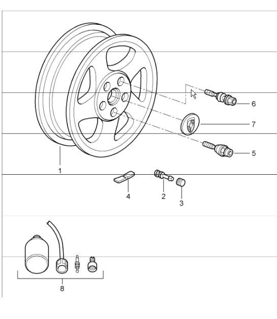 Diagram 601-00 Porsche 968 (1992-1995) Ruote, freni