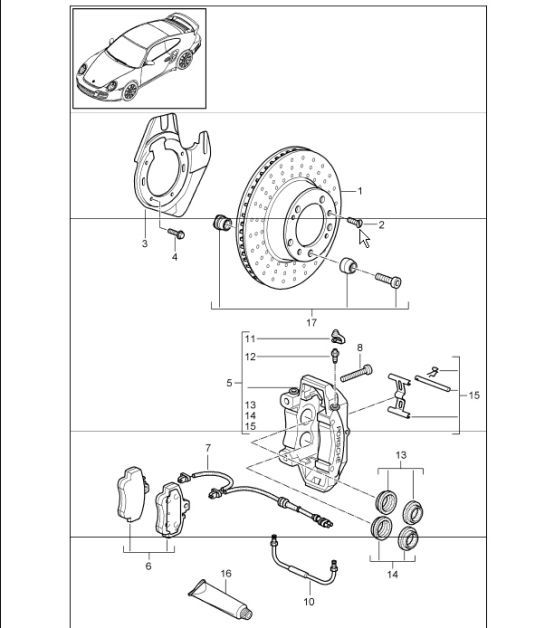 Diagram 602-00 Porsche Boxster 718 (982) 2017>> 车轮、制动器