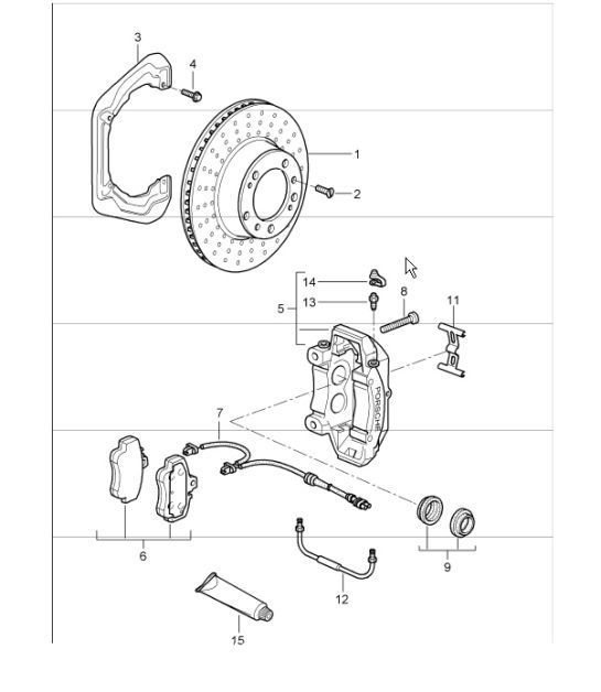 Diagram 603-01 Porsche 993 (911) C2S 1994-97 Ruote, freni