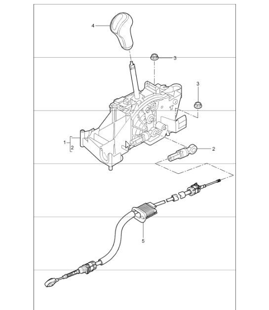 Diagram 701-01 Porsche Boxster 986 2.7L 2003-04 Sistema de palanca manual, conjunto de pedales 