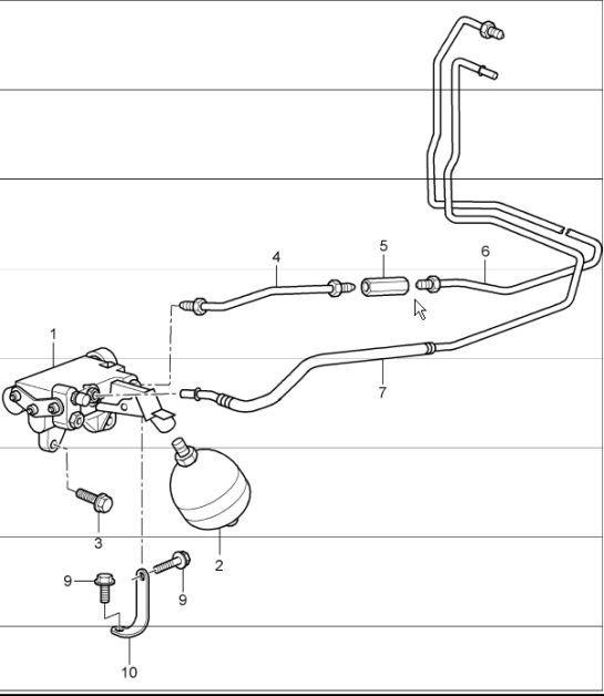 Diagram 702-09 Porsche 957 Cayenne 3.6L 2007-10 Système de levier manuel, groupe de pédales 
