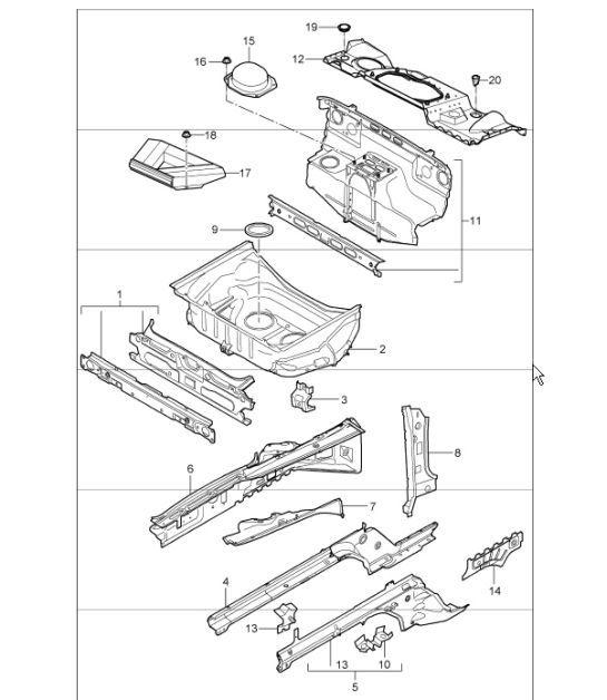 Diagram 801-10 Porsche Cayman 718 2.0L Manual (300 Bhp) Carrozzeria