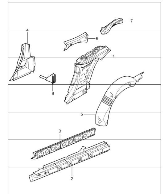 Diagram 801-60 Porsche Macan (95B) MK1 (2014-2018) Body