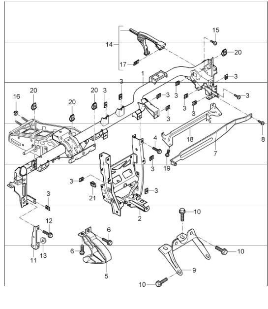 Diagram 809-04 Porsche Macan (95B) MK1 (2014-2018) Carrosserie
