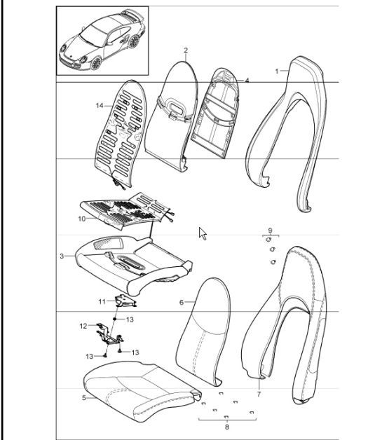 Diagram 817-05 Porsche 997 MKII Carrera C4S 3.8L 2009-12 Carrozzeria