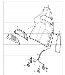 backrest shell,  bucket seat, collapsible, accessories 997.1 TURBO/GT2 2008 ONWARDS